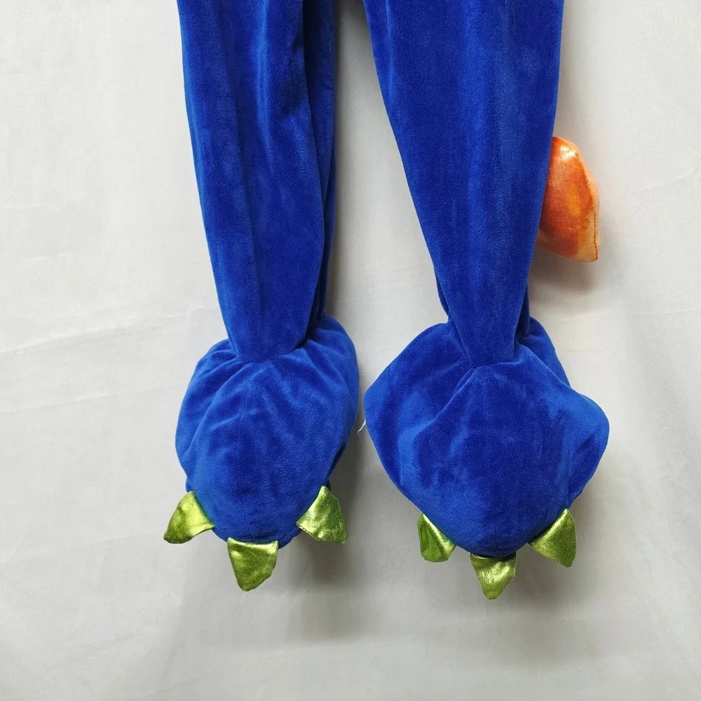 Spooked Dragon Costume Kids 4T Blue Orange Wings Plush Jumpsuit READ FLAW